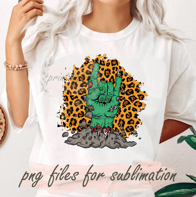 Zombie Rock Halloween Png, Zombie Hand Design Png, Halloween Leopard Png, Halloween Spooky Sublimation Png, Digital Download Sublimation PrintingLife 