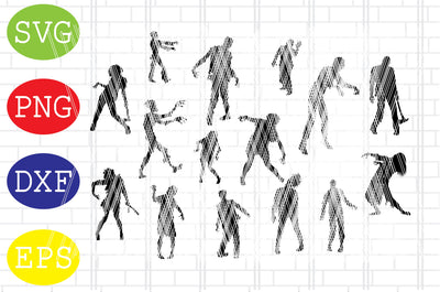 Zombie Silhouettes, Zombie SVG, Zombie Silhouettes SVG, Halloween Silhouettes, Halloween Decor, Zombie SVG SVG DigitalSvgFiles 