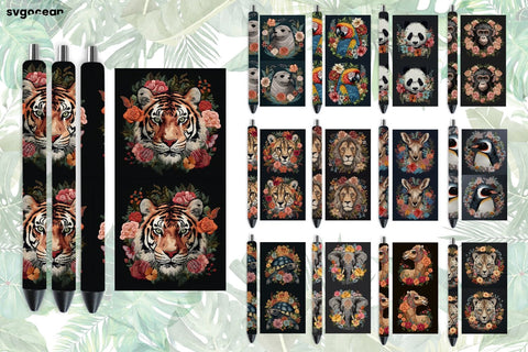 Zoo Embroidery Animals Pen Wraps | Sublimation Bundle SVG SvgOcean 