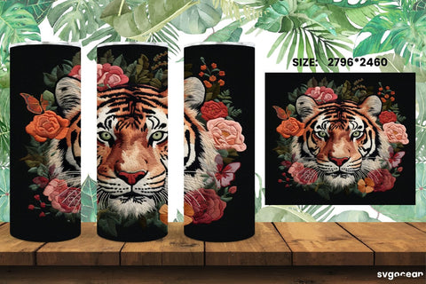 Zoo Embroidery Animals Tumbler Wrap | Skinny 20 oz | Sublimation SVG SvgOcean 