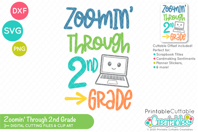 Zoomin' Through 2nd Grade SVG SVG Printable Cuttable Creatables 