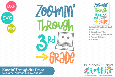 Zoomin' Through 3rd Grade SVG SVG Printable Cuttable Creatables 