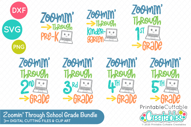 Zoomin' Through School Grades SVG Bundle SVG Printable Cuttable Creatables 