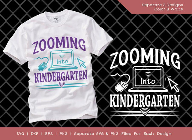 Zooming Into Kindergarten SVG Cut File | Distance Learning Svg | Homeschool Svg | Too Cool for School Svg | T-shirt Design SVG ETC Craft 